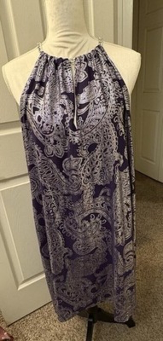Michael Michael Kors purple/White Paisley Chiffon Halter Hi-Low Shift Dress M
